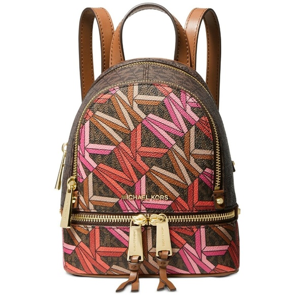 Bags | Nwt Michael Kors Rhea Zip Xs Messenger Backpack Brown  display picture 1
